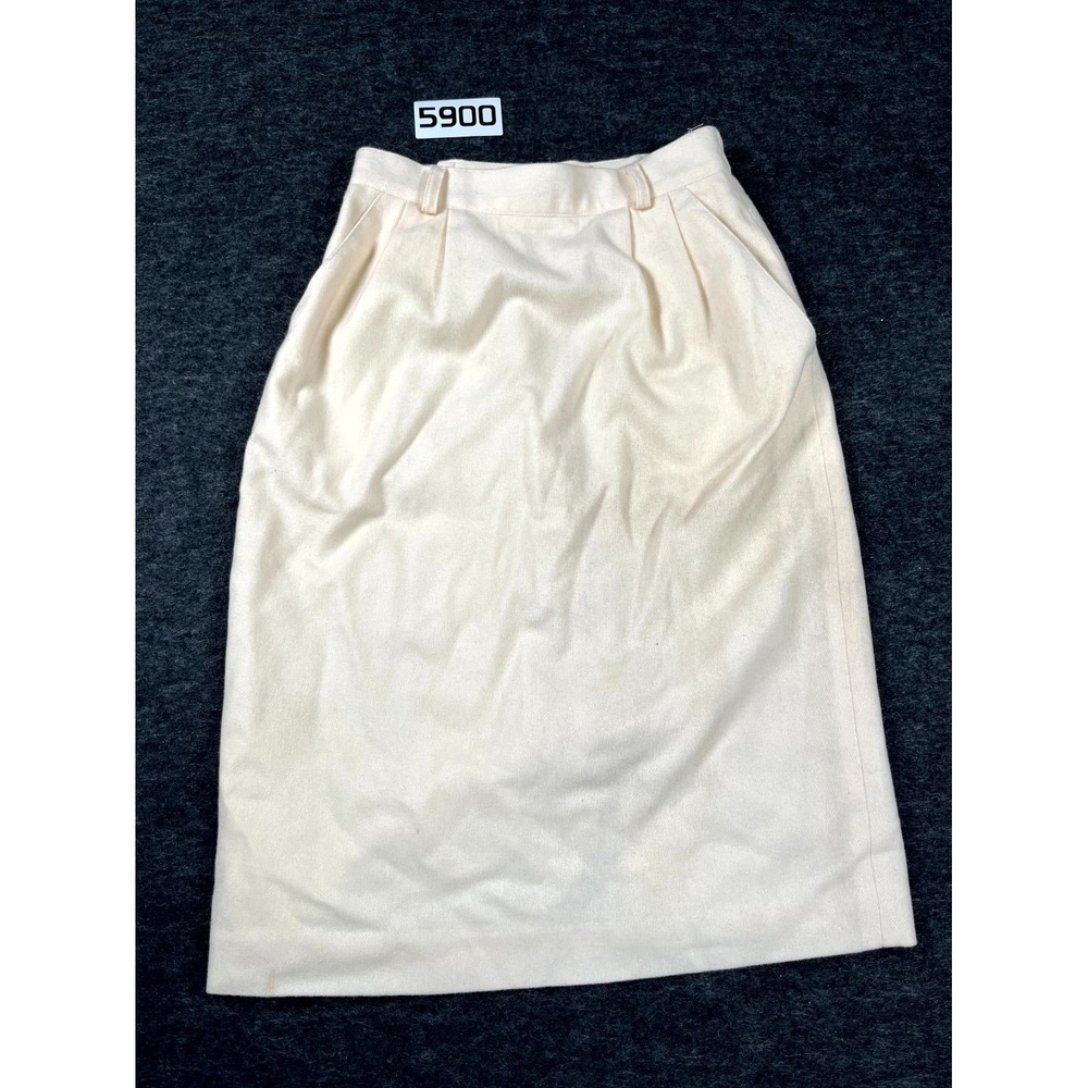 Leslie Fay Sportswear Pencil & Straight Skirt Women 6 Cream Merino Wool Back Zip